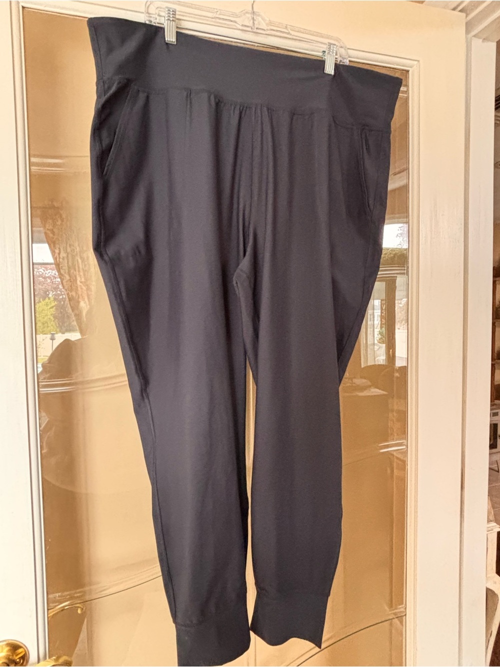 High-Waist Black Women's Ponte Pants- dry fit fabric